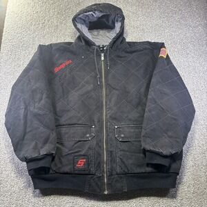 Snap-on Jacket Mens 3XL Black Hooded Canvas Quilted Bomber Full Zip Workwear